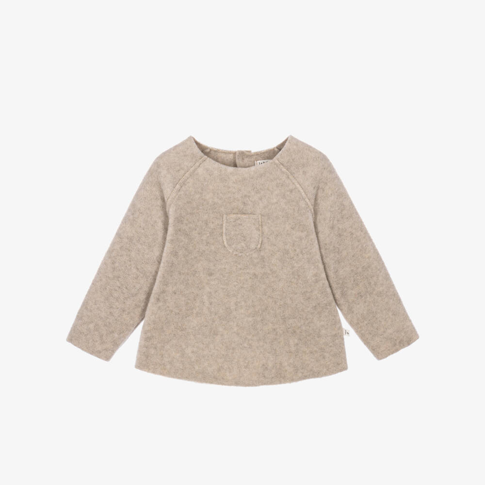 1 + in the family-Beige Fleece Top with Long Sleeves | Childrensalon