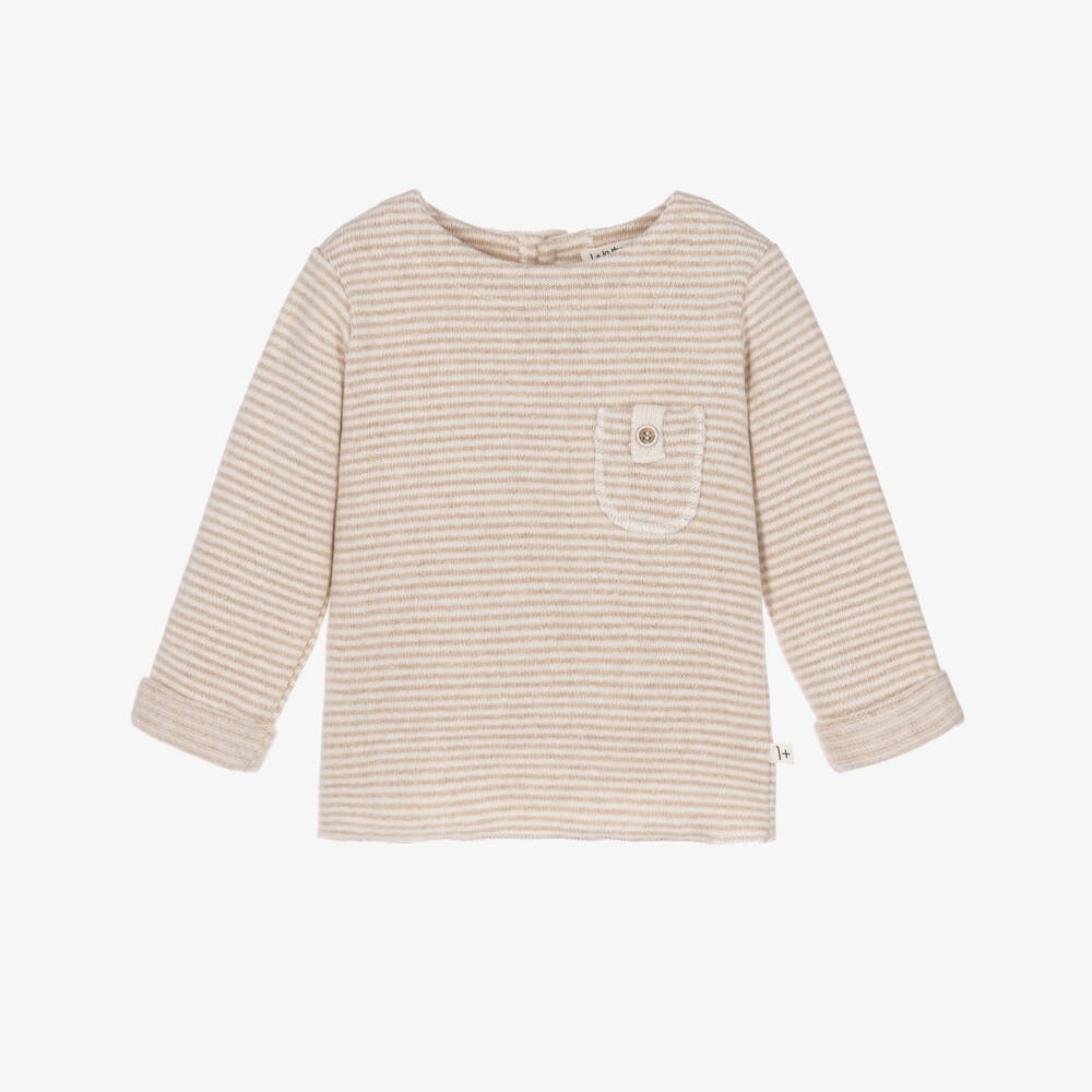 1 + in the family-Beige & Ivory Striped Knitted Baby Top | Childrensalon