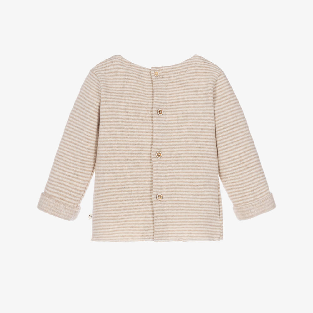 1 + in the family-Beige & Ivory Striped Knitted Baby Top | Childrensalon