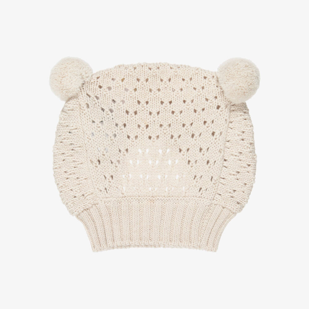 1 + in the family-Beige Knitted Pom-Pom Balaclava | Childrensalon