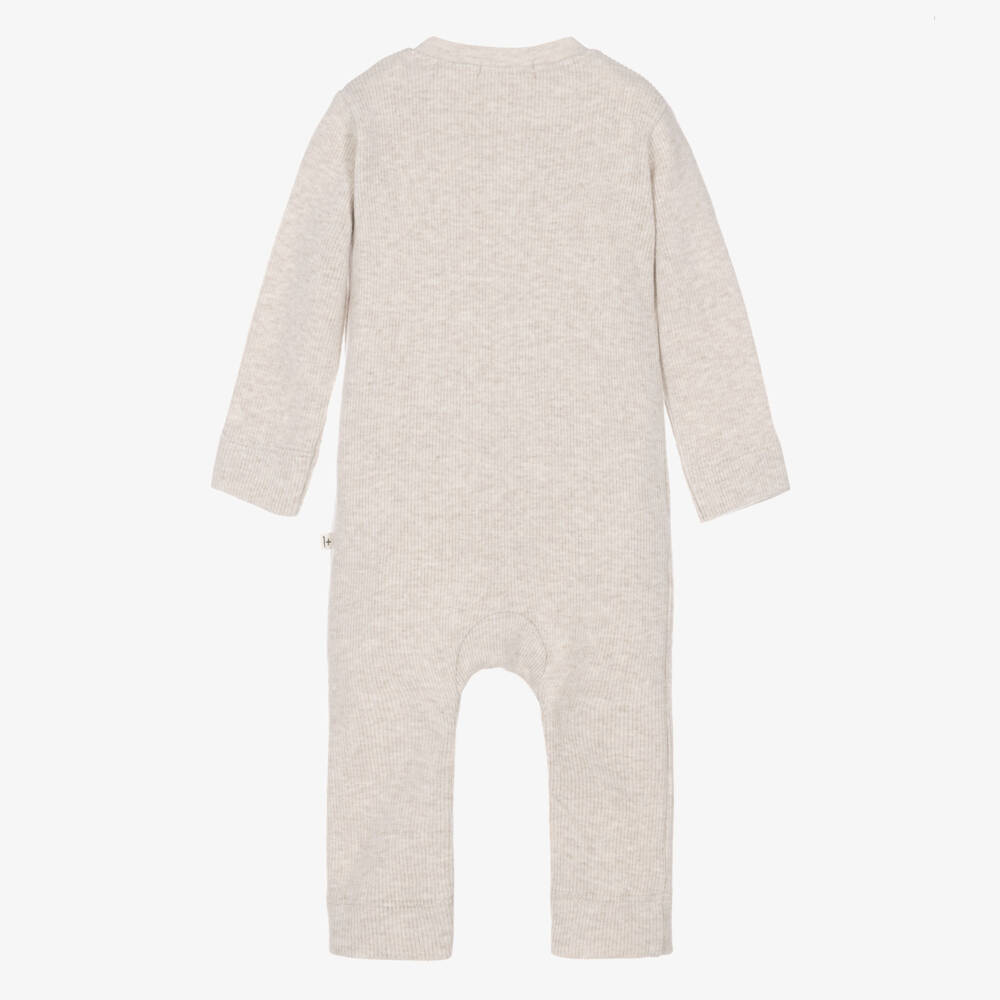 1 + in the family-Beige Ribbed Jersey Romper | Childrensalon