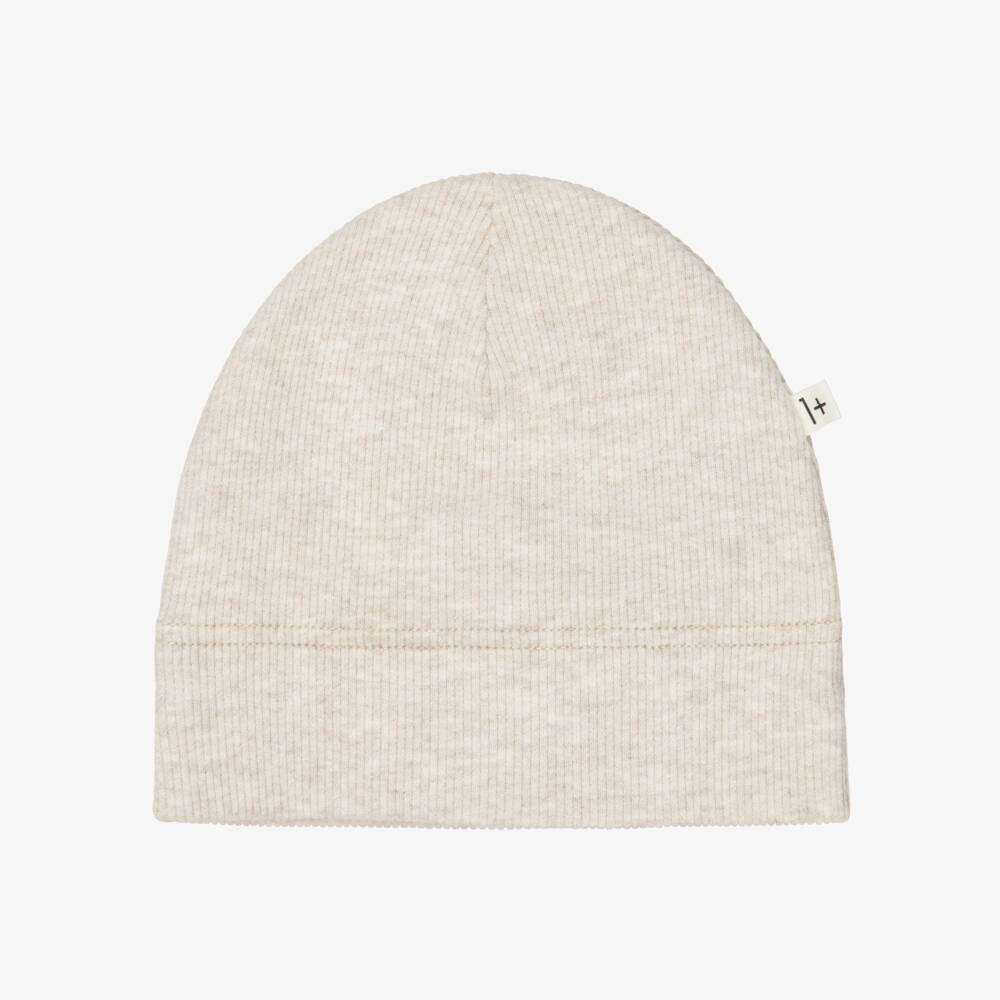 1 + in the family-Beige Ribbed Knit Baby Hat | Childrensalon