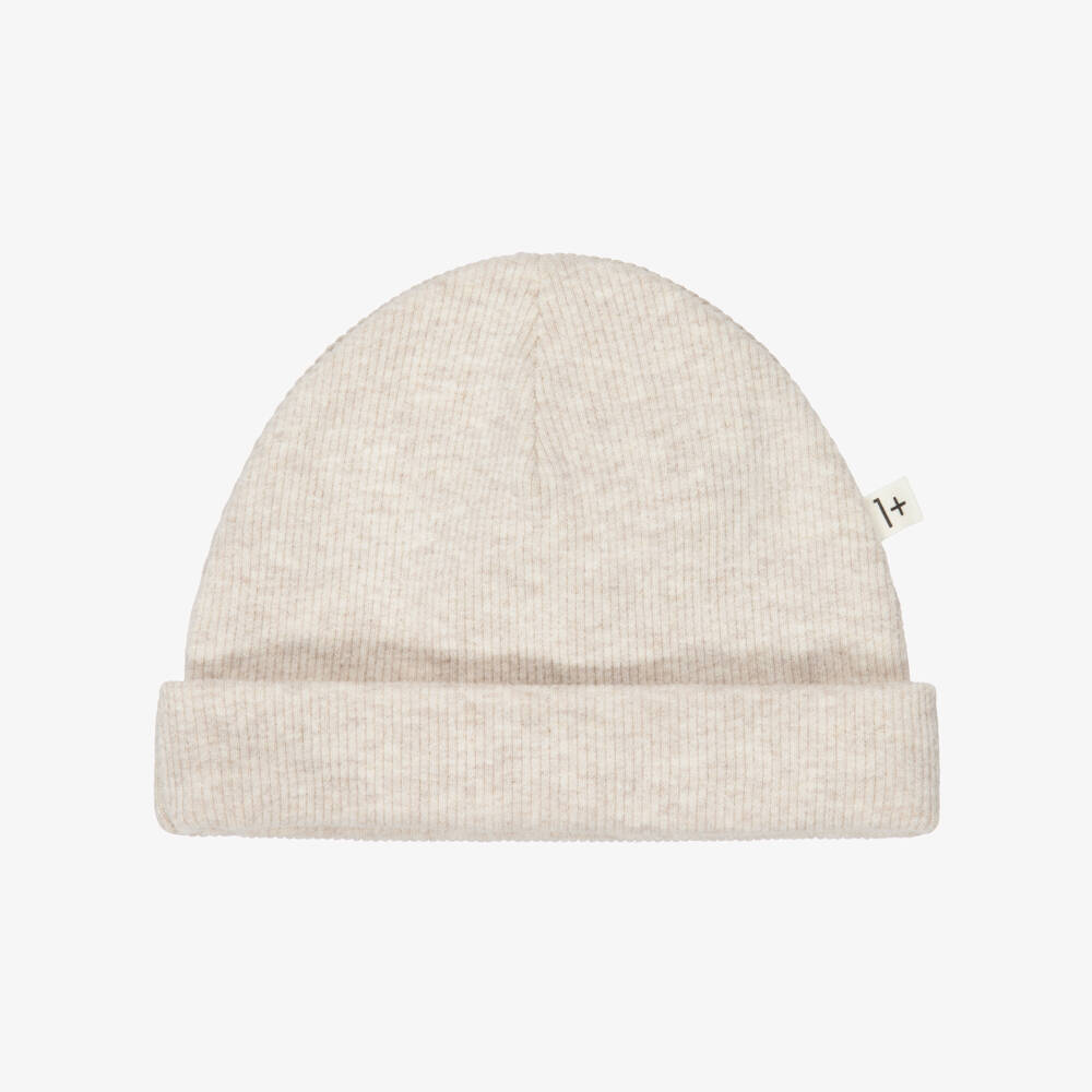 1 + in the family-Beige Ribbed Knit Baby Hat | Childrensalon