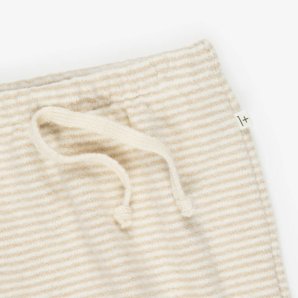 1 + in the family-Beige Striped Knit Baby Trousers | Childrensalon