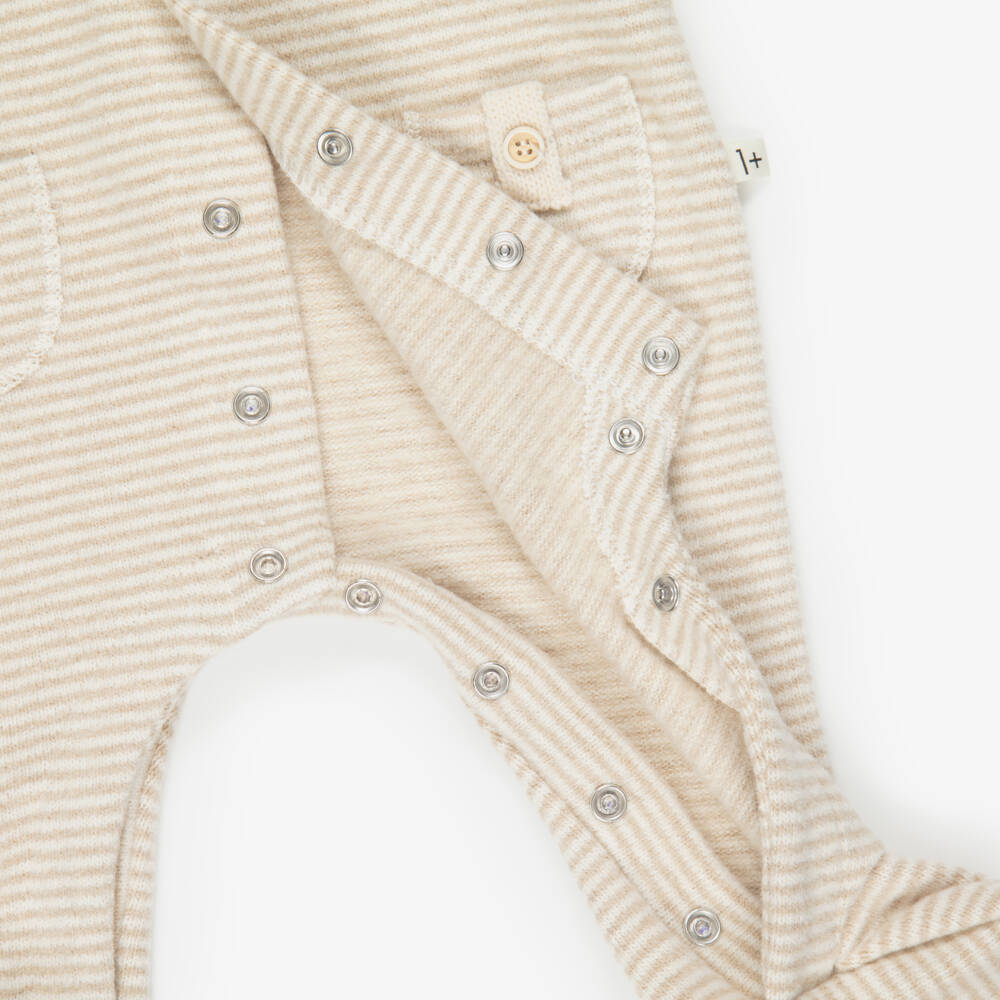 1 + in the family-Beige Striped Knit Babygrow | Childrensalon