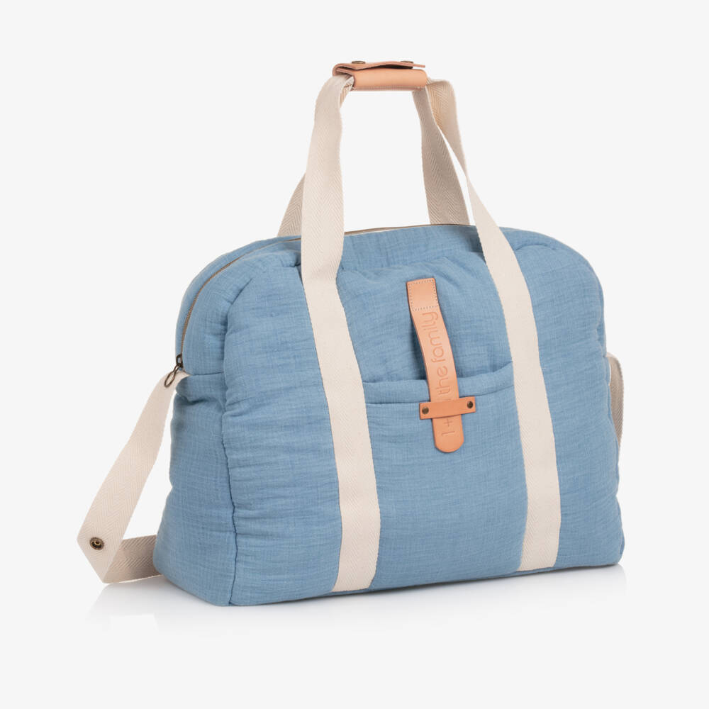 1 + in the family-Blue Cotton Changing Bag (44cm) | Childrensalon