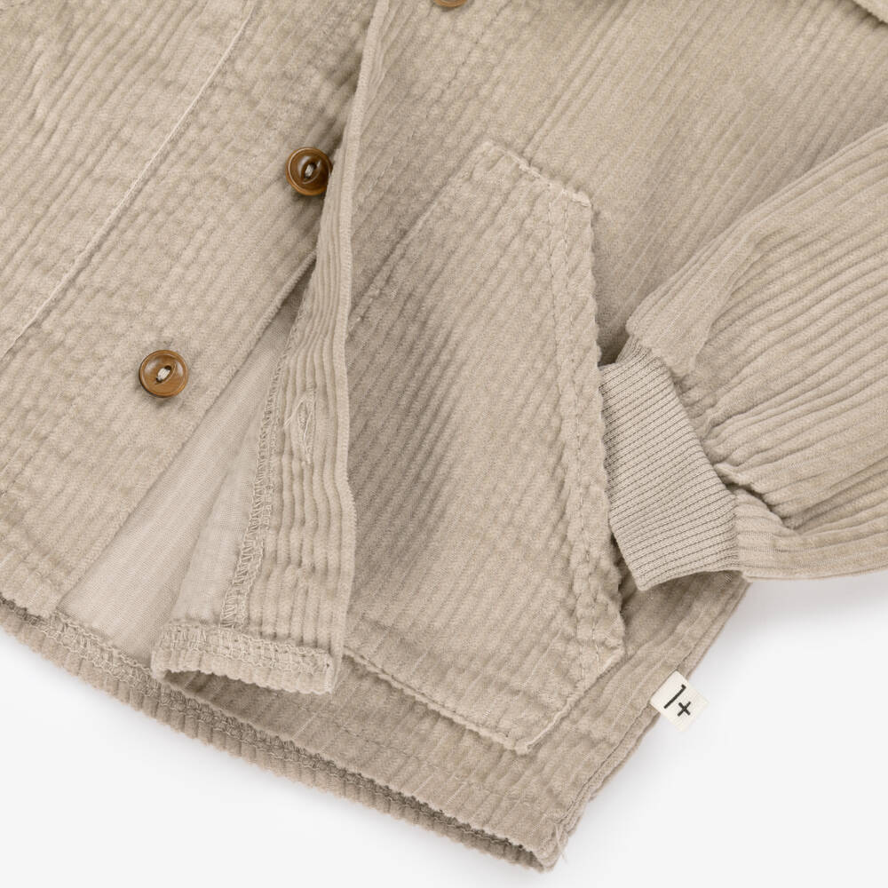 1 + in the family-Boys Beige Corduroy Shirt with Pockets | Childrensalon