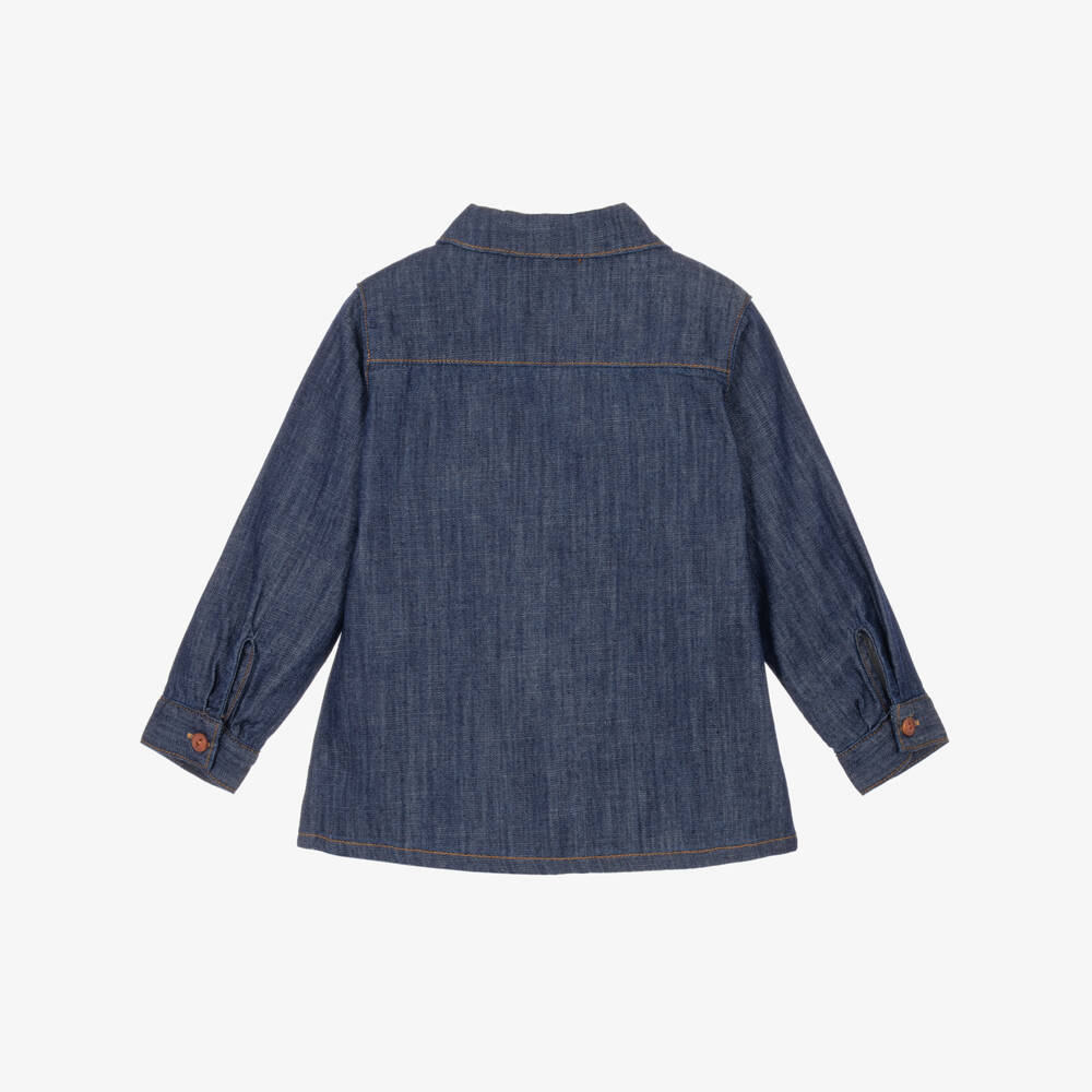 1 + in the family-Boys Blue Organic Cotton Denim Shirt | Childrensalon