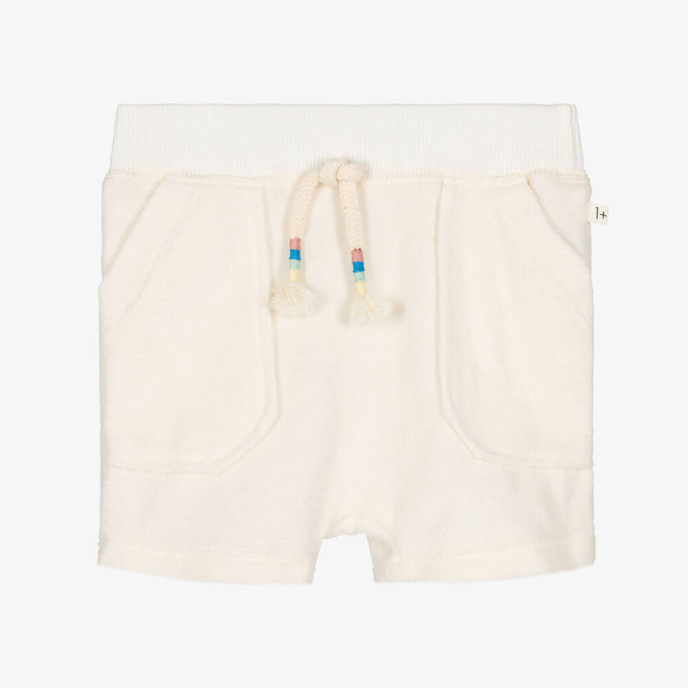 1 + in the family-Boys Ivory Cotton Towelling Shorts | Childrensalon