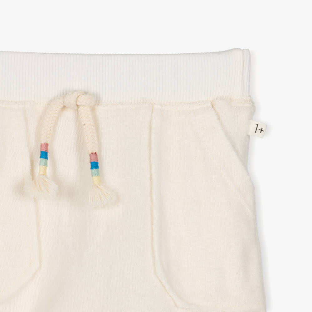 1 + in the family-Boys Ivory Cotton Towelling Shorts | Childrensalon