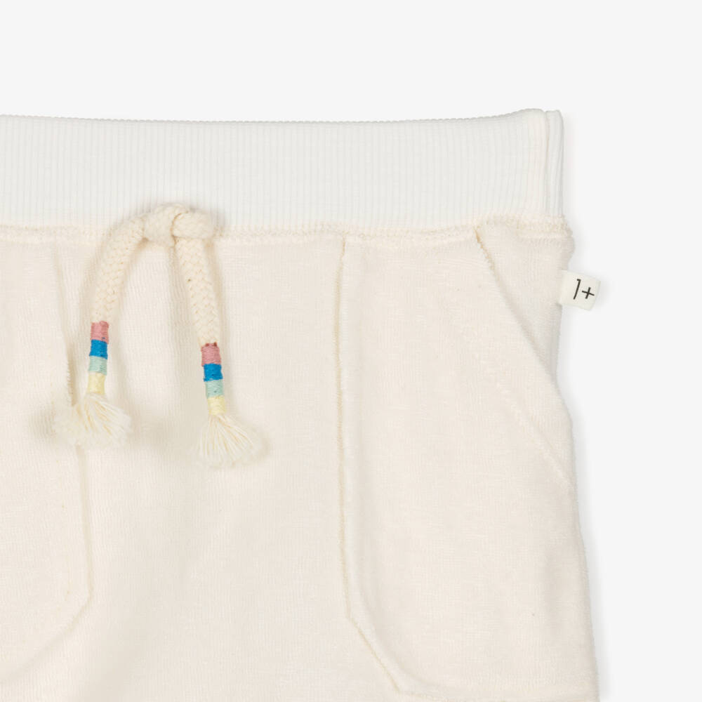1 + in the family-Boys Ivory Cotton Towelling Shorts | Childrensalon