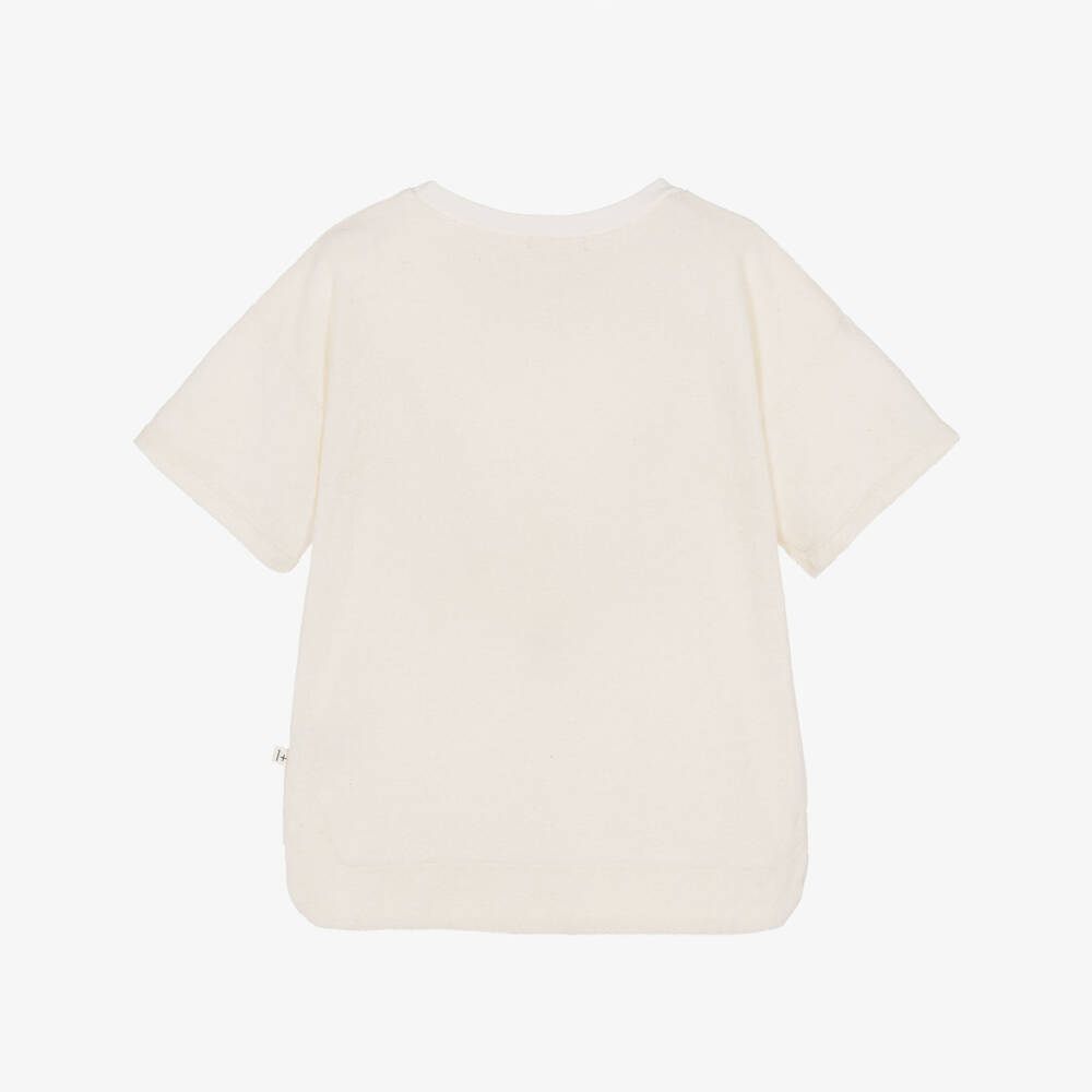 1 + in the family-Boys Ivory Cotton Towelling T-Shirt | Childrensalon