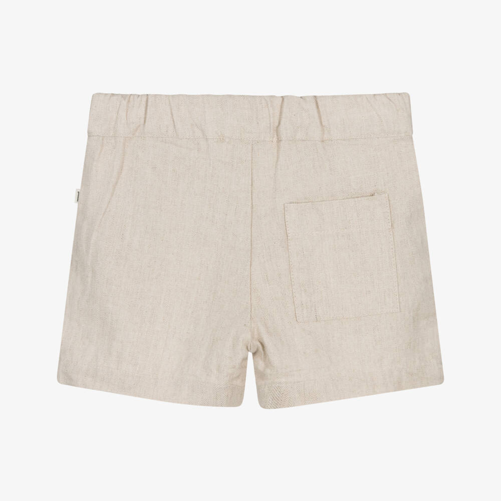 1 + in the family-Boys Light Beige Herringbone Shorts | Childrensalon