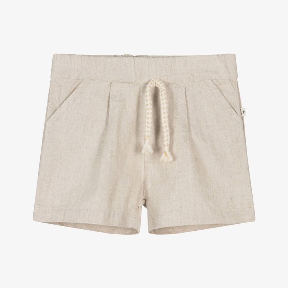 1 + in the family-Boys Light Beige Herringbone Shorts | Childrensalon