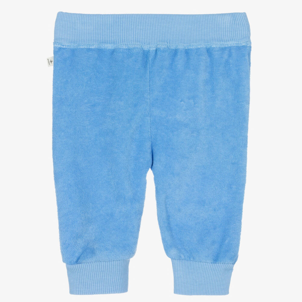 1 + in the family-Boys Pale Blue Cotton Towelling Joggers | Childrensalon