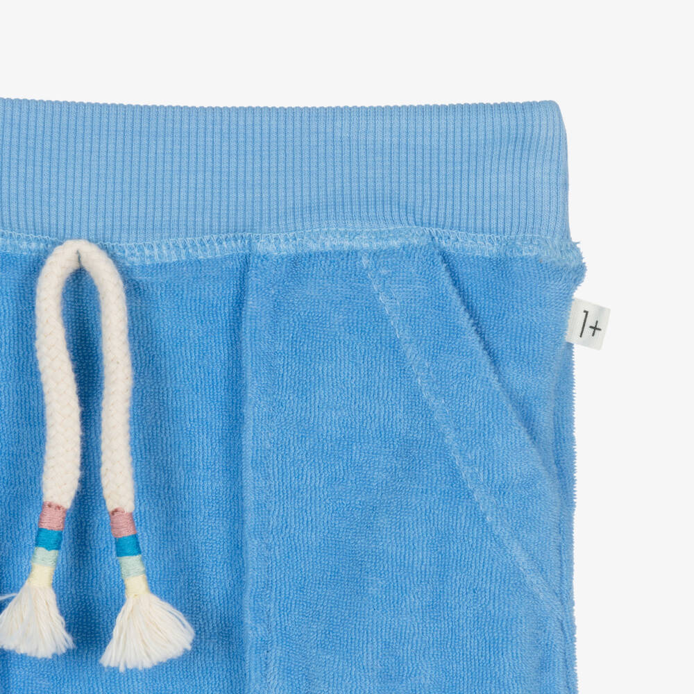 1 + in the family-Boys Pale Blue Cotton Towelling Joggers | Childrensalon
