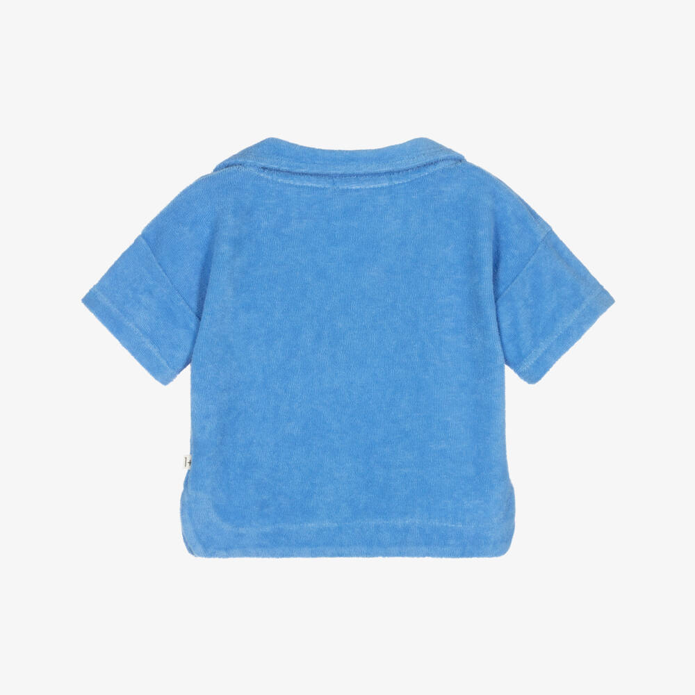 1 + in the family-Boys Pale Blue Cotton Towelling T-Shirt | Childrensalon