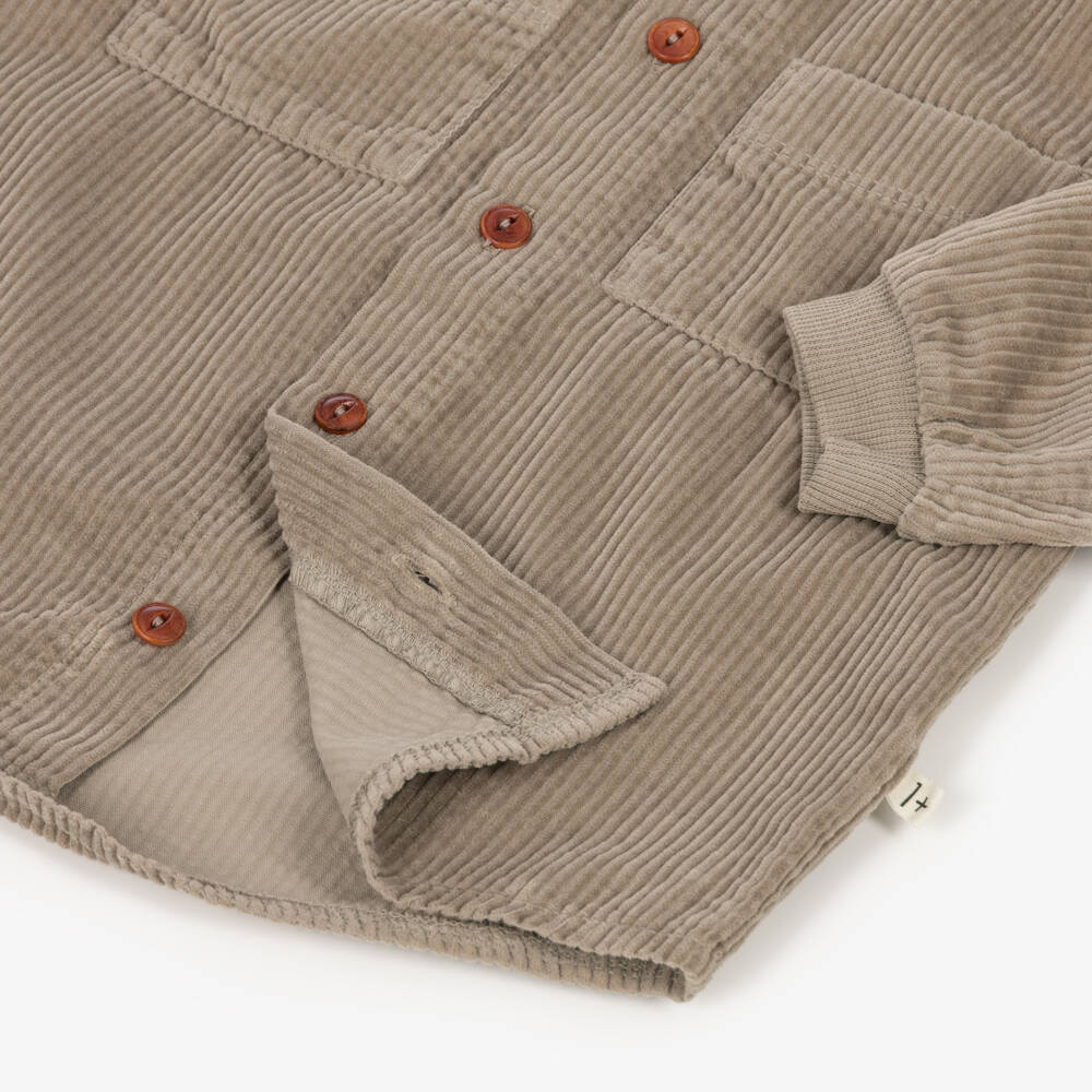 1 + in the family-Boys Taupe Beige Corduroy Shirt | Childrensalon