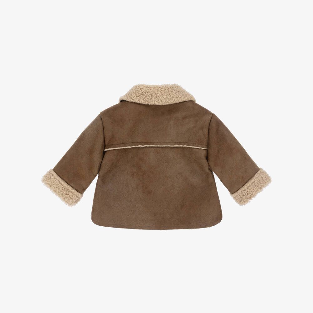 1 + in the family-Brown Faux Suede & Sherpa Fleece Jacket | Childrensalon