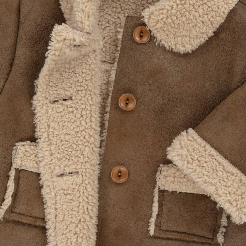 1 + in the family-Brown Faux Suede & Sherpa Fleece Jacket | Childrensalon