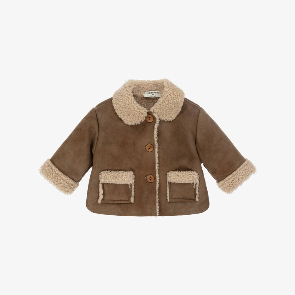 1 + in the family-Brown Faux Suede & Sherpa Fleece Jacket | Childrensalon