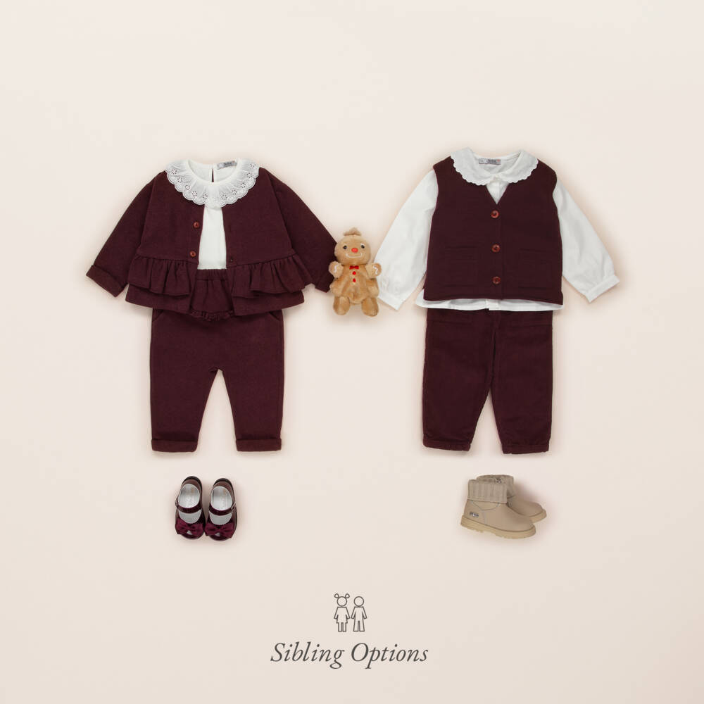 1 + in the family-Burgundy Red Merino Wool Knitted Waistcoat | Childrensalon