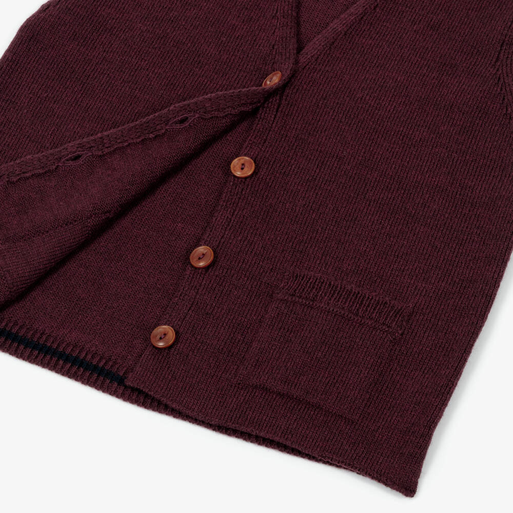 1 + in the family-Burgundy Red Merino Wool Knitted Waistcoat | Childrensalon
