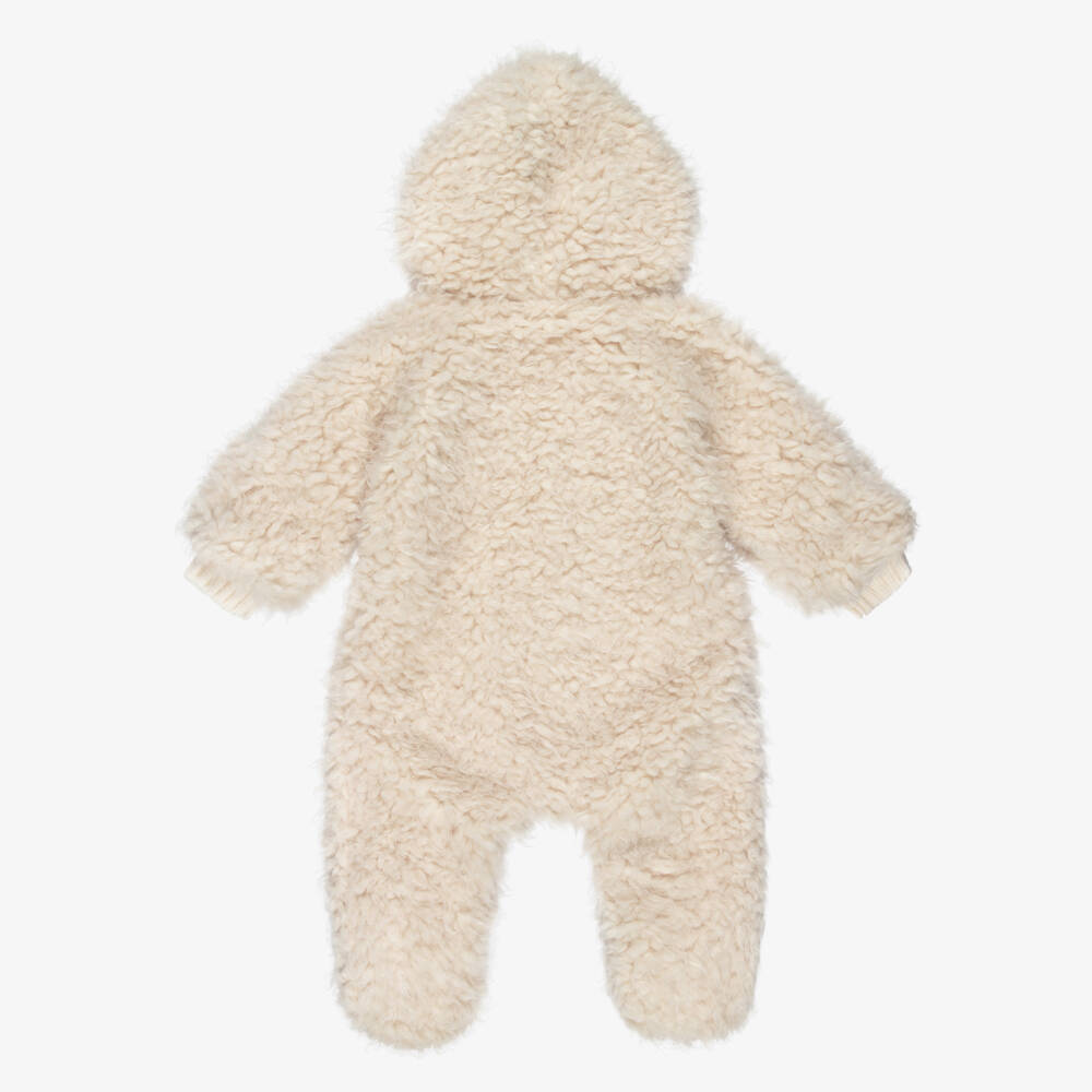 1 + in the family-Fluffy Ivory Sherpa Fleece Pramsuit | Childrensalon
