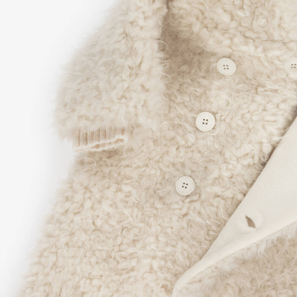 1 + in the family-Fluffy Ivory Sherpa Fleece Pramsuit | Childrensalon
