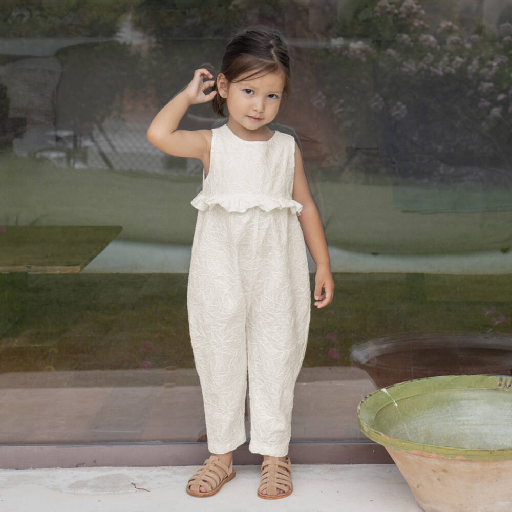 1 + in the family-جمبسوت قطن جاكار لون عاجي للبنات | Childrensalon