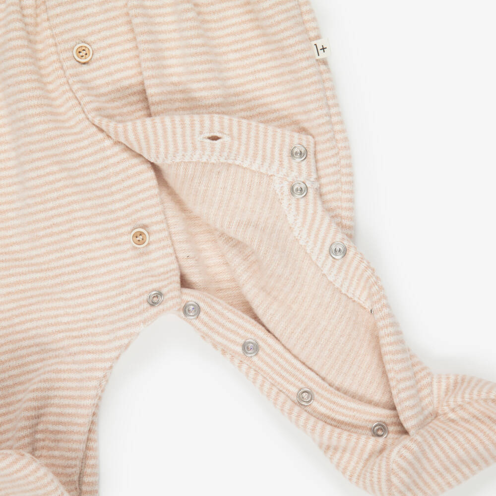 1 + in the family-Girls Pink & Ivory Stripe Knitted Babygrow | Childrensalon
