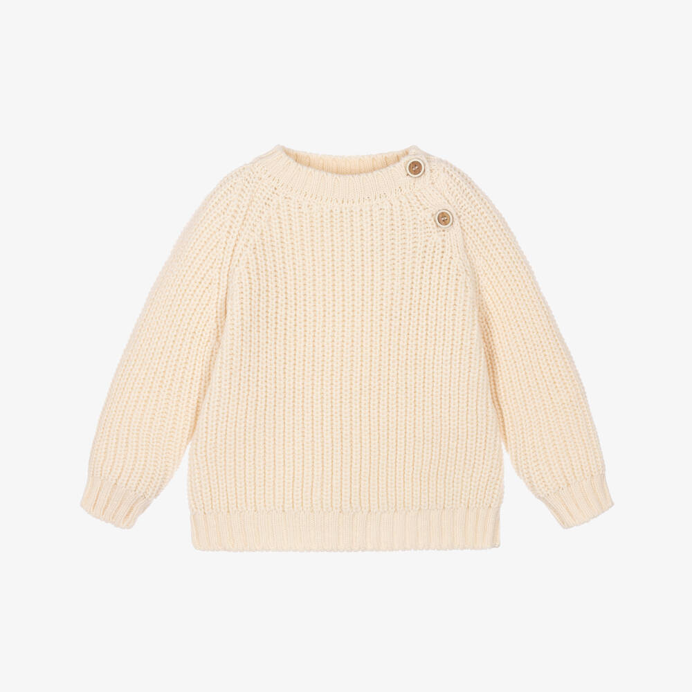 1 + in the family-Ivory Chunky Rib Knit Baby Sweater | Childrensalon