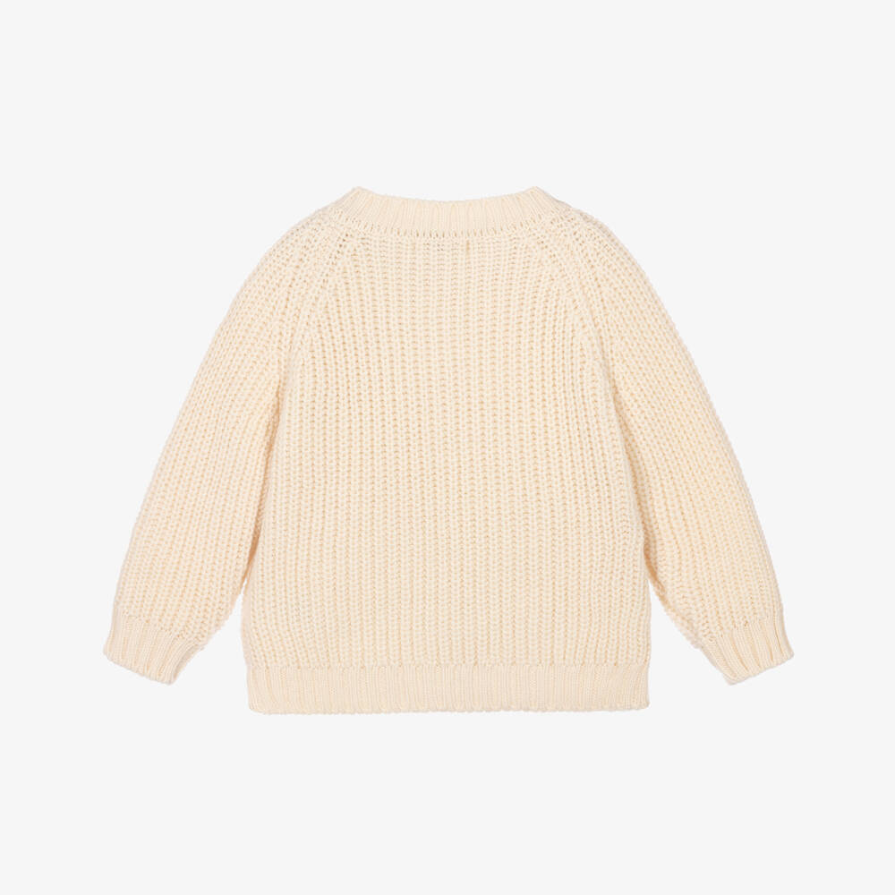 1 + in the family-Ivory Chunky Rib Knit Baby Sweater | Childrensalon