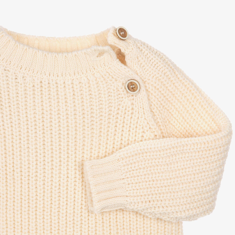 1 + in the family-Ivory Chunky Rib Knit Baby Sweater | Childrensalon