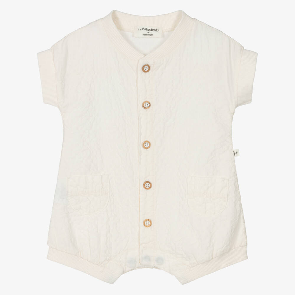 1 + in the family-Ivory Crinkled Texture Cotton Baby Shortie | Childrensalon