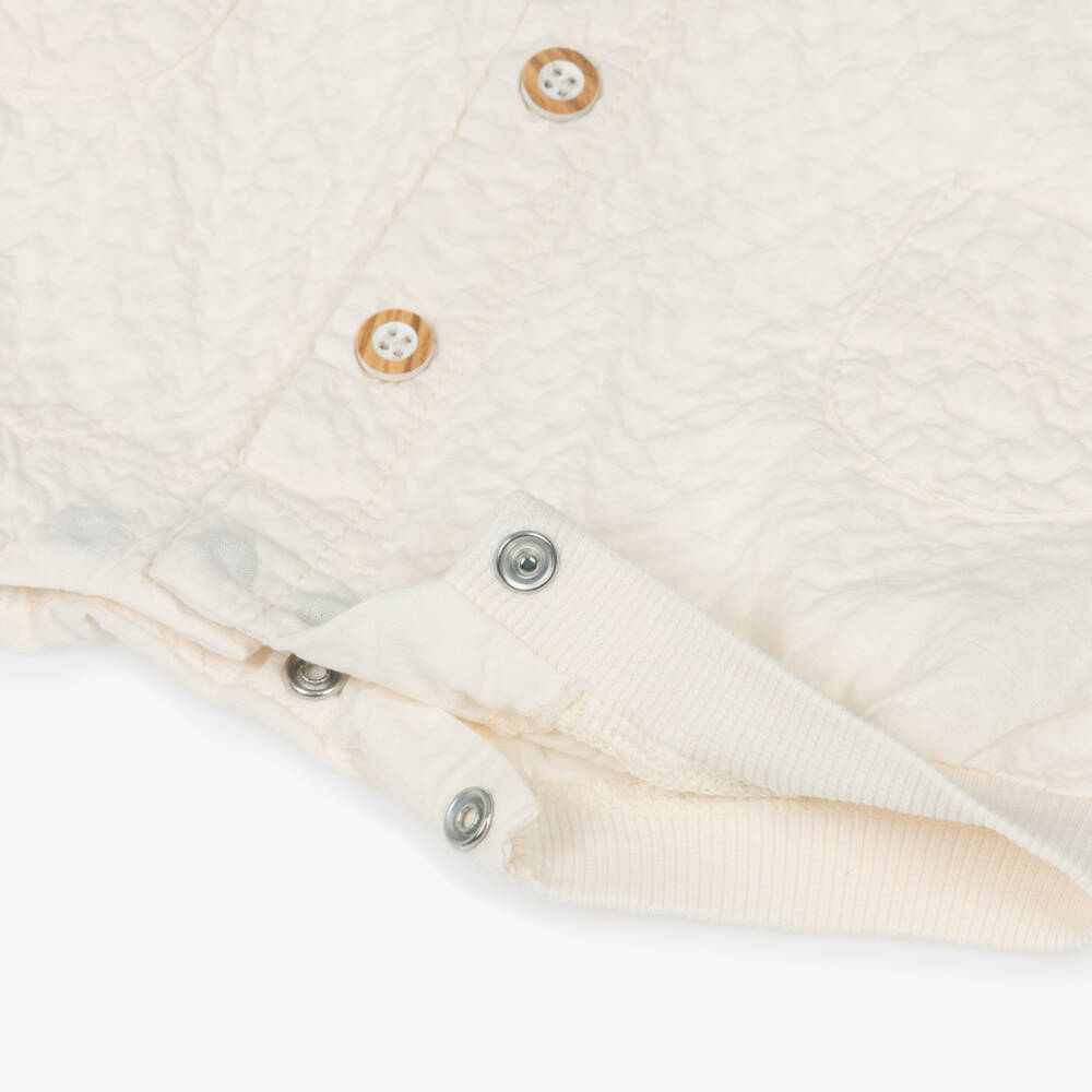 1 + in the family-Ivory Crinkled Texture Cotton Baby Shortie | Childrensalon