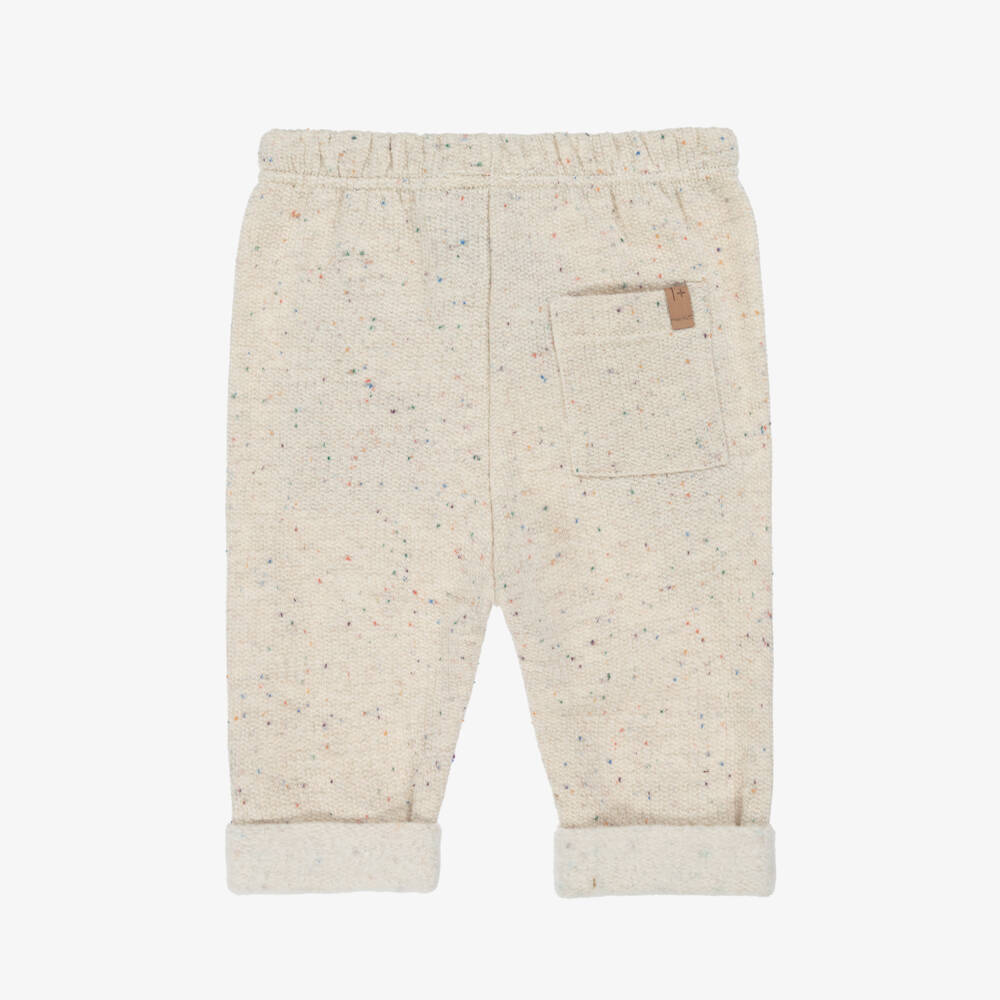 1 + in the family-Ivory Flecked Fleecy Jersey Trousers | Childrensalon
