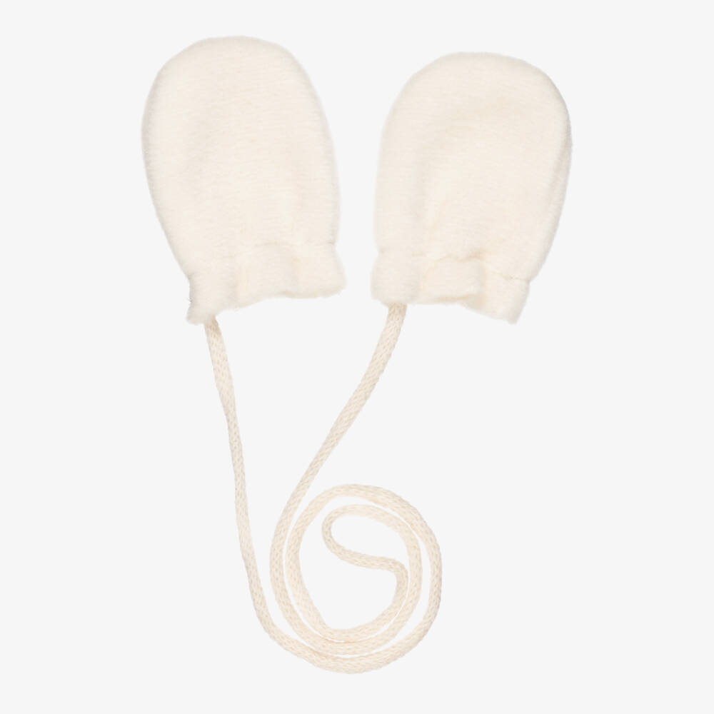 1 + in the family-Ivory Fleece Baby Hat & Mittens Set | Childrensalon