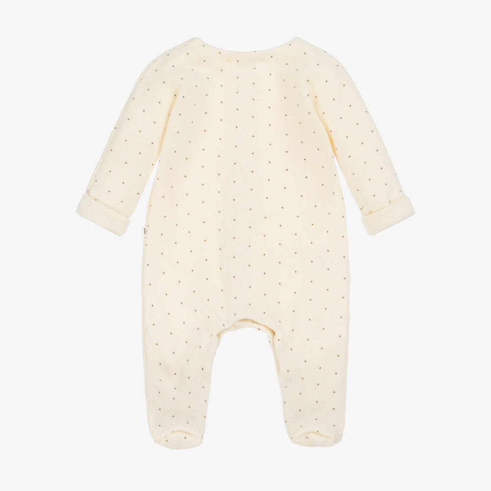 1 + in the family-Ivory Heart Patterned Knitted Cotton Babygrow | Childrensalon