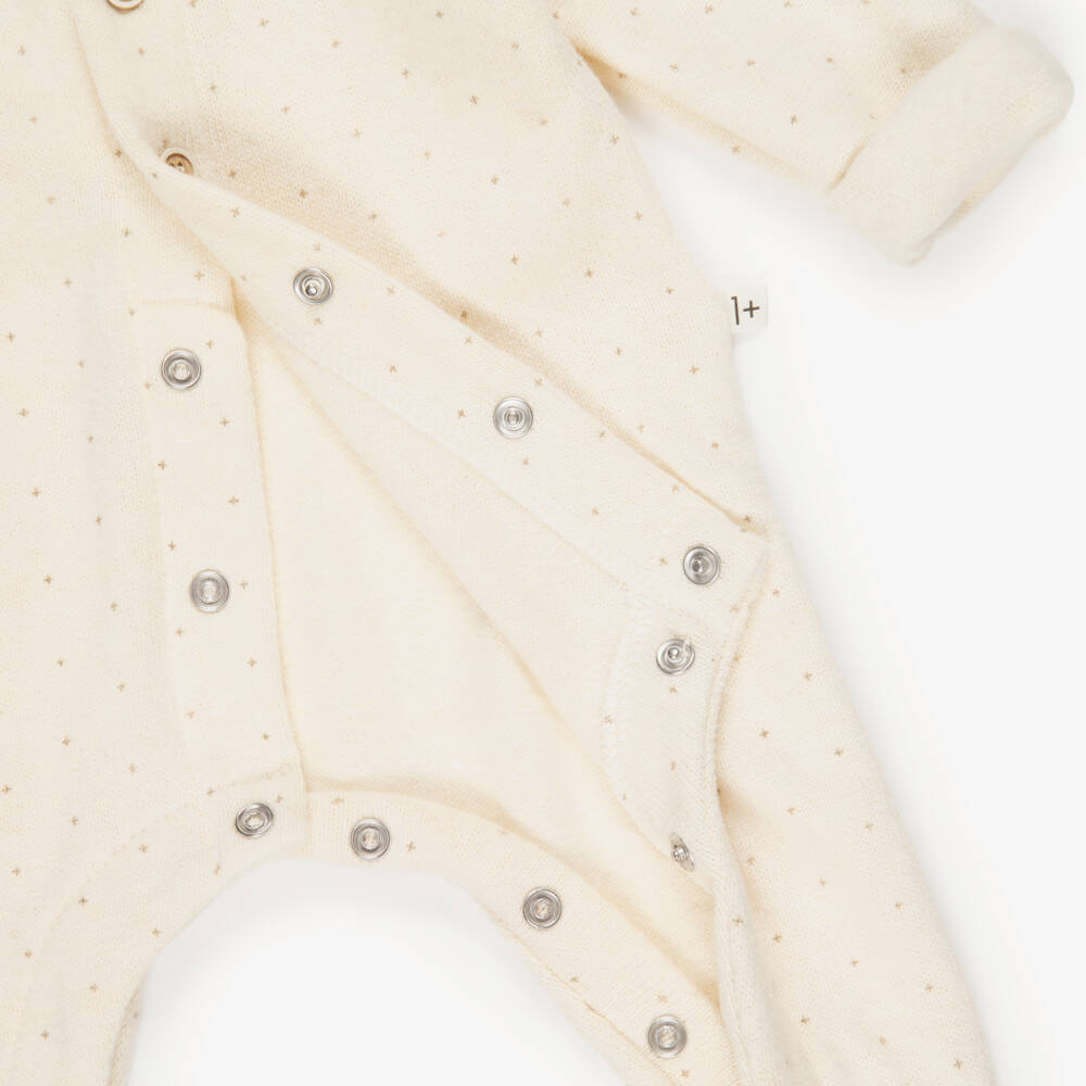 1 + in the family-Ivory Knitted Babygrow with Delicate Star Pattern | Childrensalon