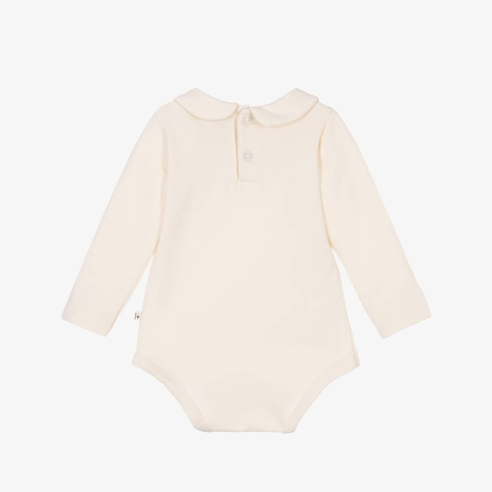 1 + in the family-Ivory Organic Cotton Collared Bodysuit | Childrensalon