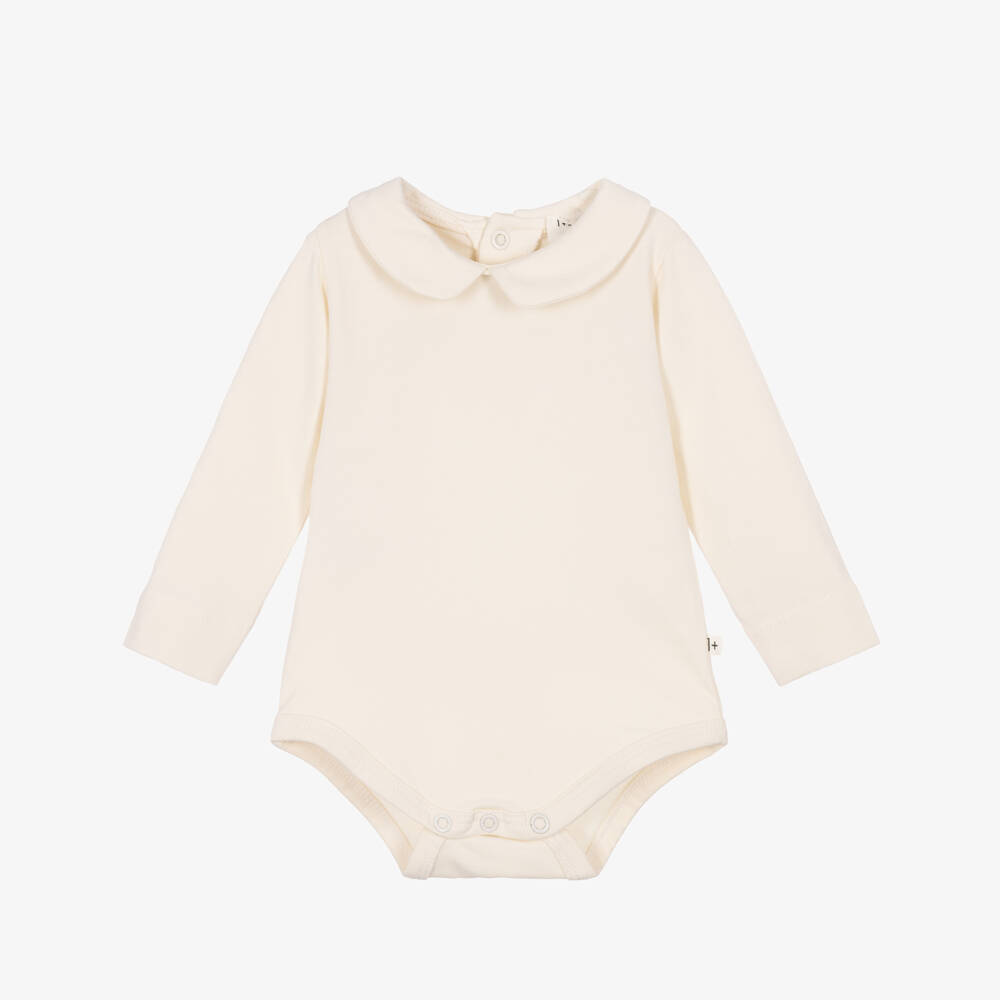 1 + in the family-Ivory Organic Cotton Collared Bodysuit | Childrensalon