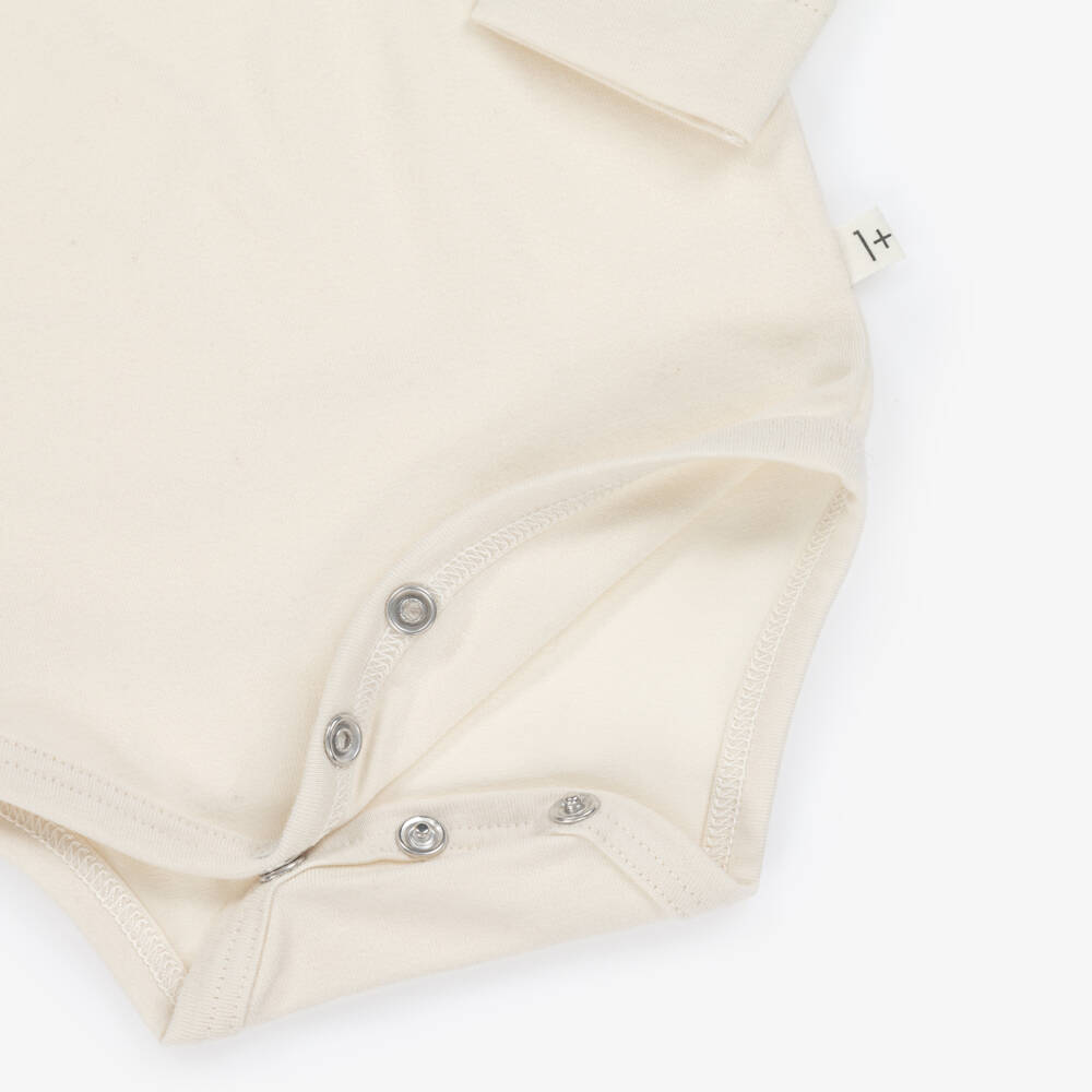 1 + in the family-Ivory Organic Cotton Jersey Bodysuit with Collar | Childrensalon
