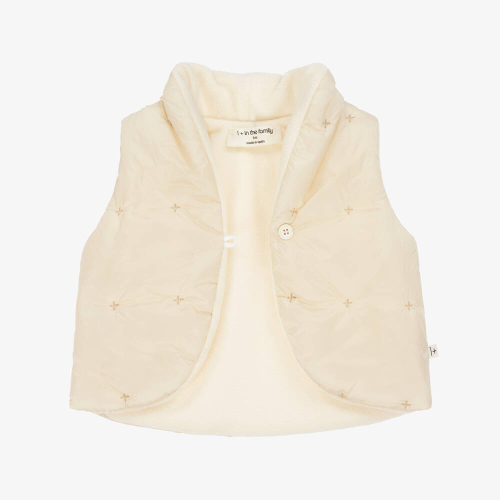 1 + in the family-Ivory Padded Baby Gilet with Polar Fleece Lining | Childrensalon