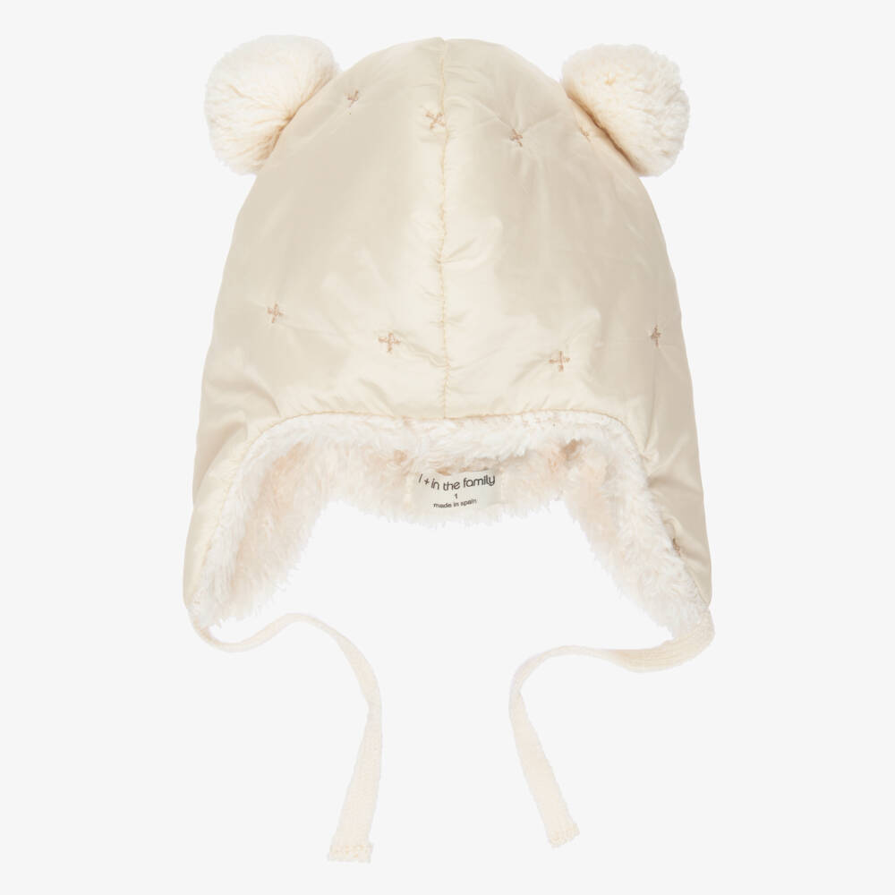 1 + in the family-Ivory Padded Baby Hat with Sherpa Fleece Lining | Childrensalon