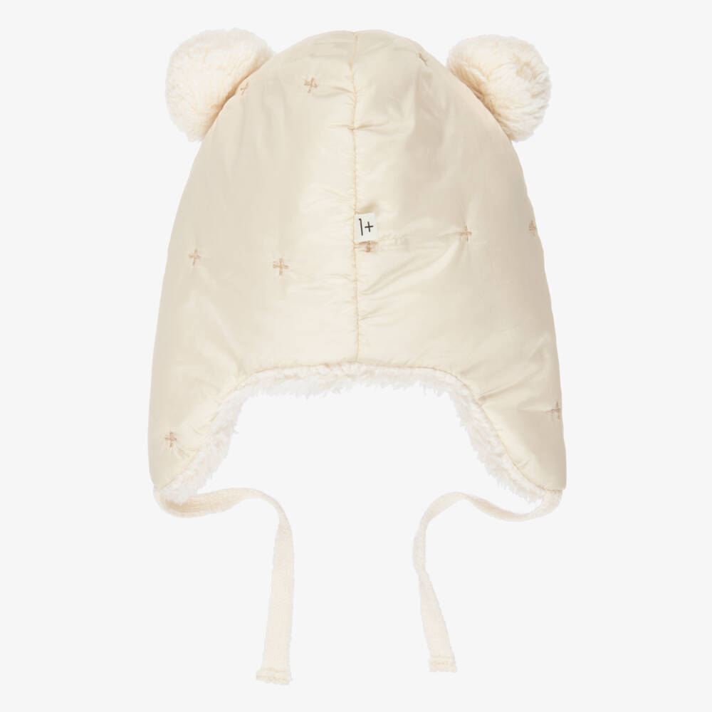 1 + in the family-Ivory Padded Baby Hat with Sherpa Fleece Lining | Childrensalon