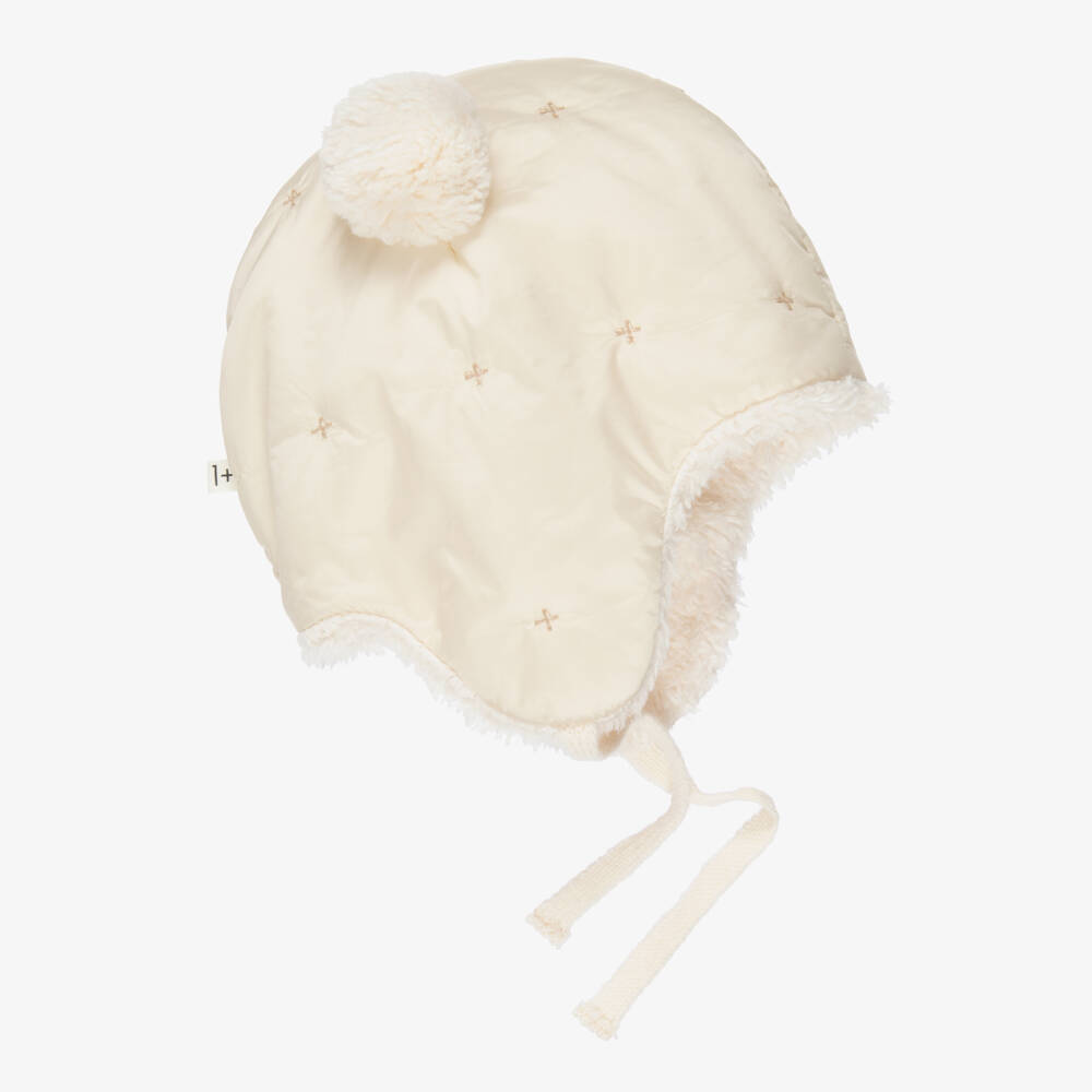 1 + in the family-Ivory Padded Baby Hat with Sherpa Fleece Lining | Childrensalon