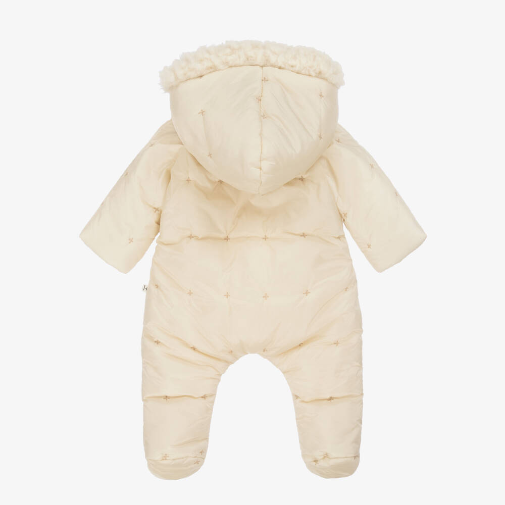 1 + in the family-Ivory Padded Baby Snowsuit with Sherpa Hood | Childrensalon