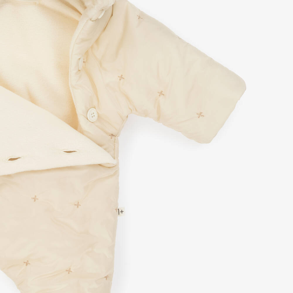 1 + in the family-Ivory Padded Baby Snowsuit with Sherpa Hood | Childrensalon