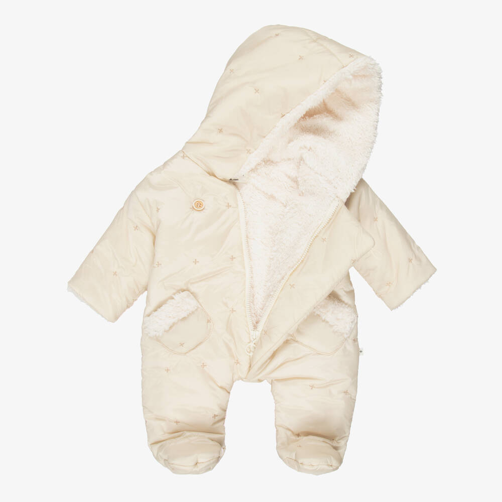 1 + in the family-Ivory Padded Snowsuit with Sherpa Fleece Lining | Childrensalon